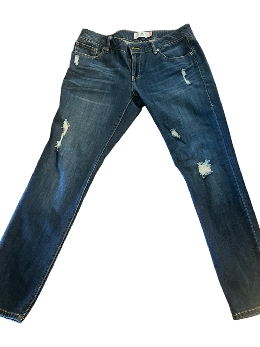 CAbi Dark Blue Distressed Skinny Jeans